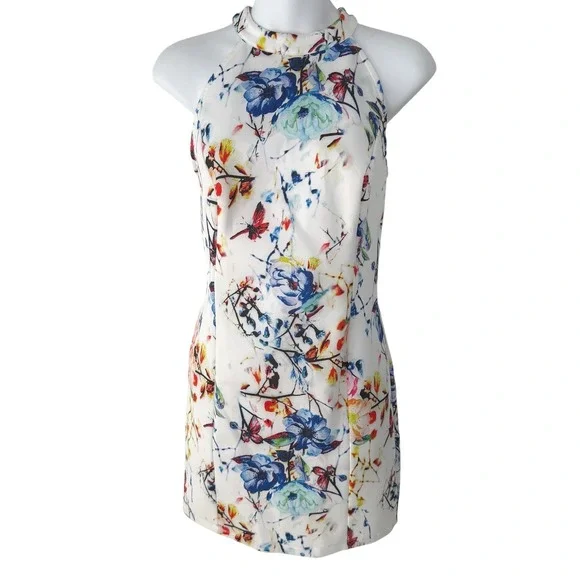 VENUS Wonens Floral Halter‎ Sheath Dress Medium Garden Party Chic Resortwear - Picture 13 of 16